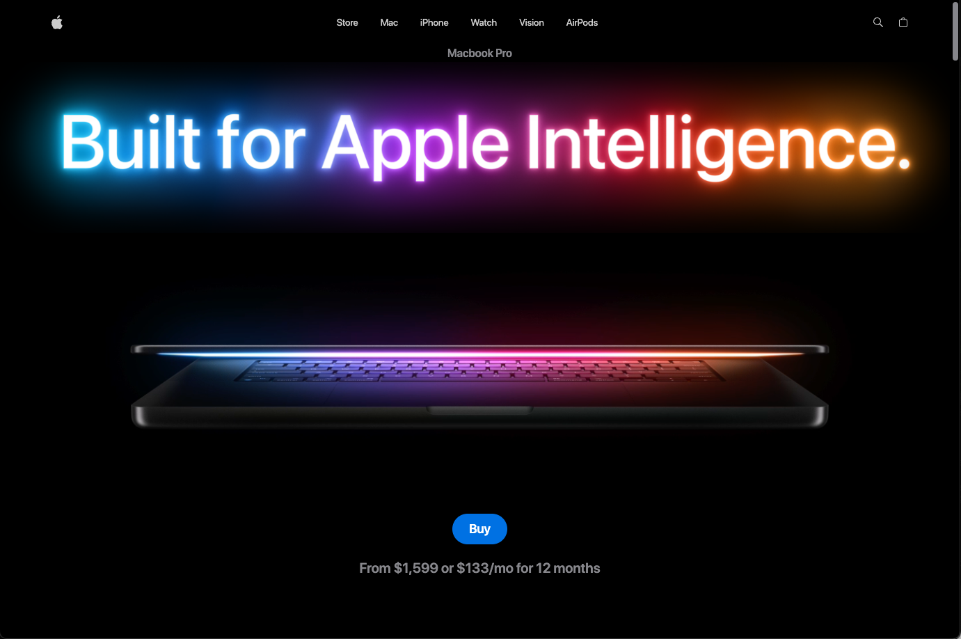 Macbook Pro Landing page